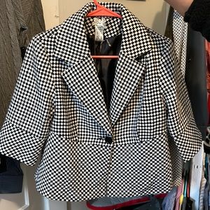 Crop blazer checkered print size L